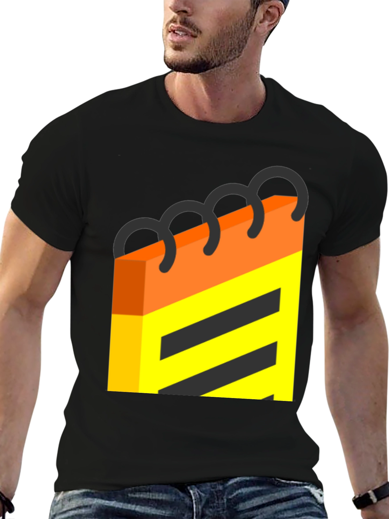 Abstract Notebook Graphic Tee - Black Cotton T-Shirt