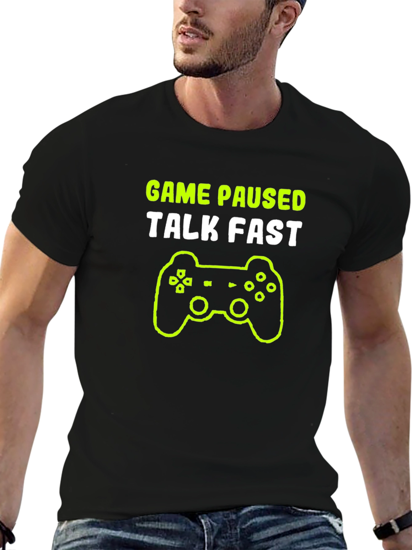 Game Paused Talk Fast Gamer T-Shirt - Black