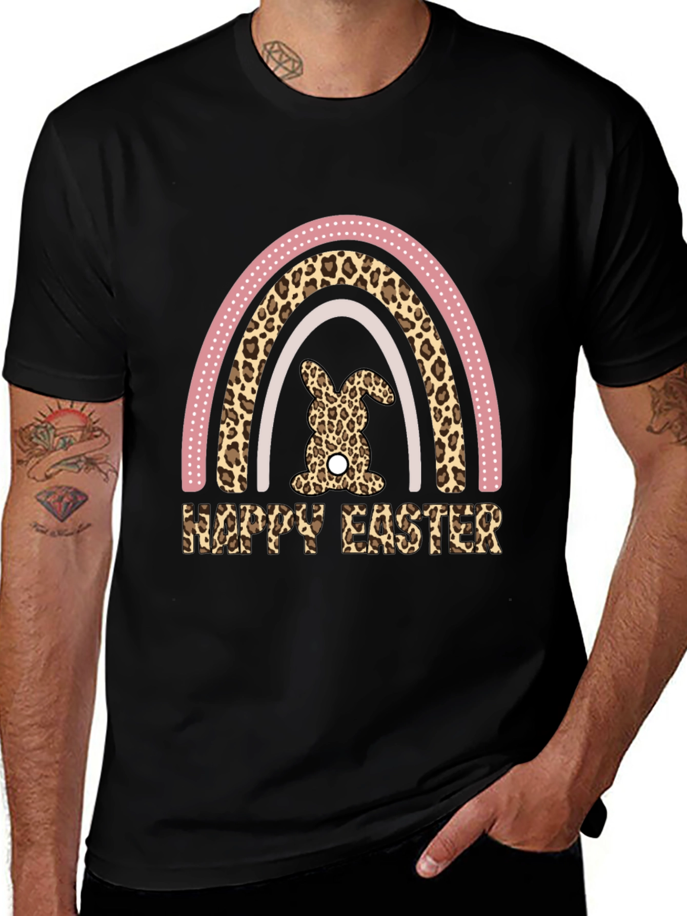 Happy Easter Leopard Rainbow Bunny T-Shirt