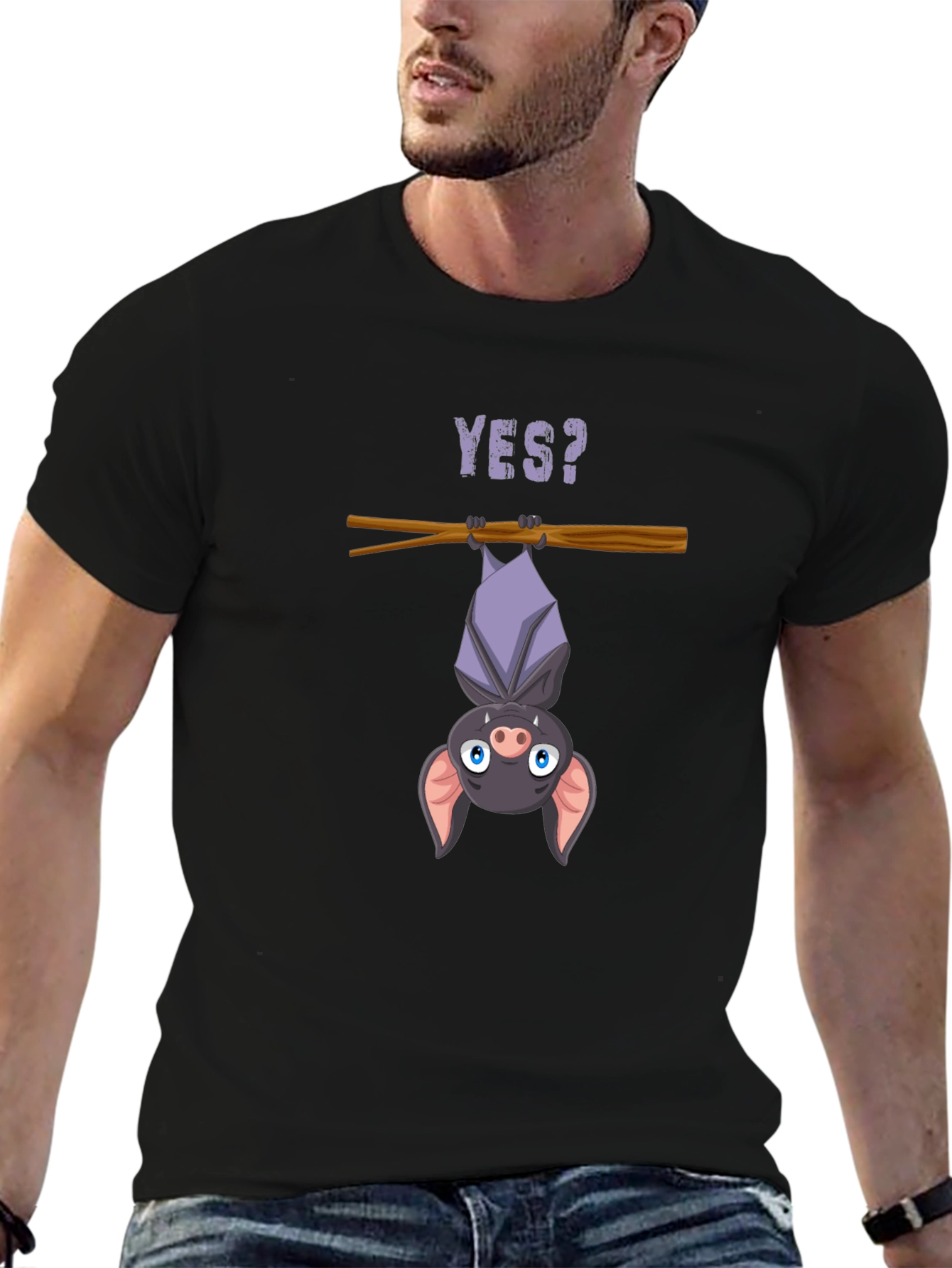 Cartoon Bat T-Shirt - Hanging Yes? Graphic Tee
