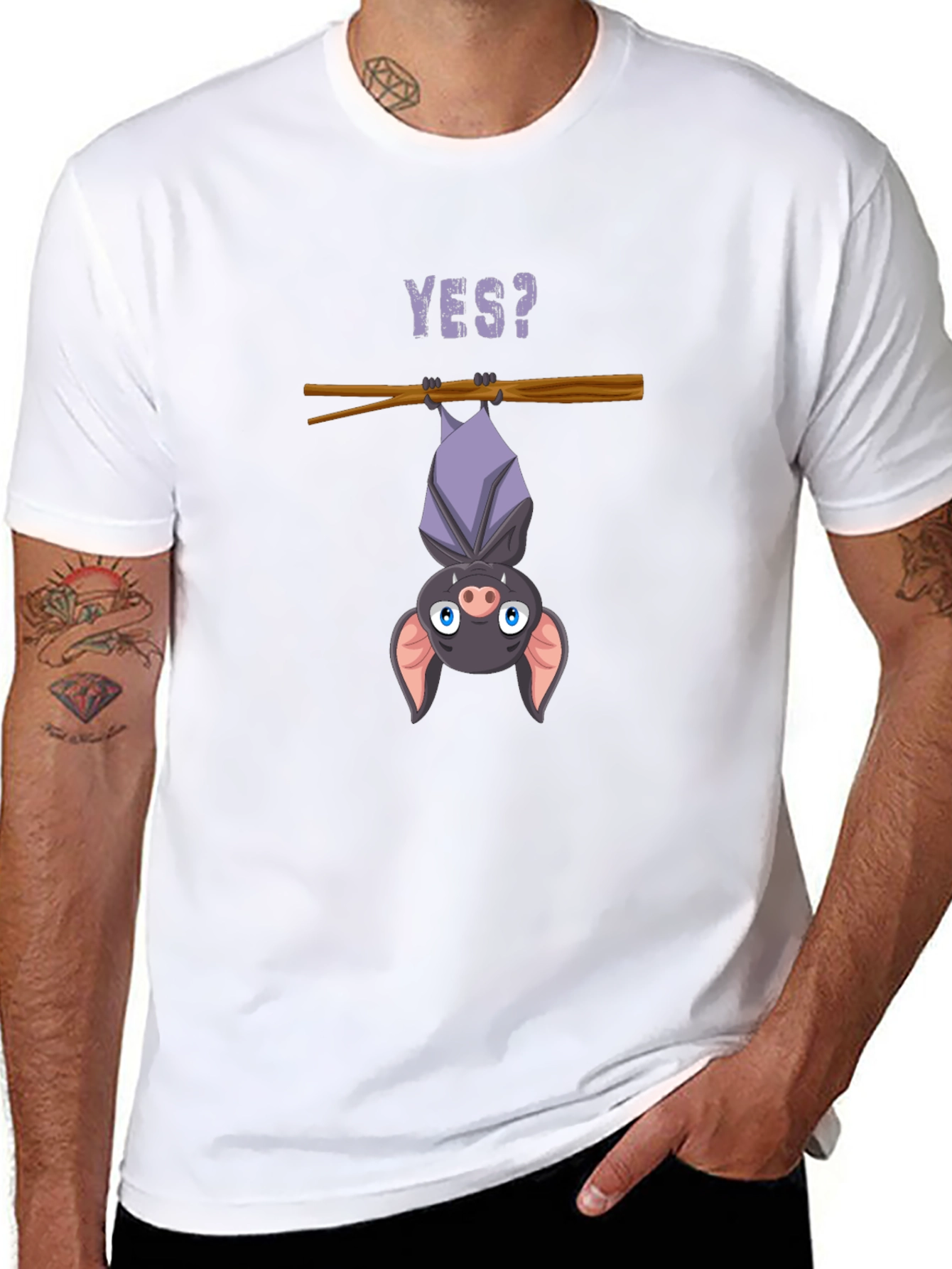 Cartoon Bat T-Shirt - Hanging Yes? Graphic Tee