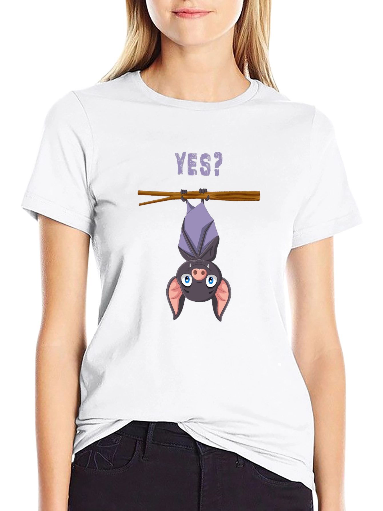 Cartoon Bat T-Shirt - Hanging Yes? Graphic Tee