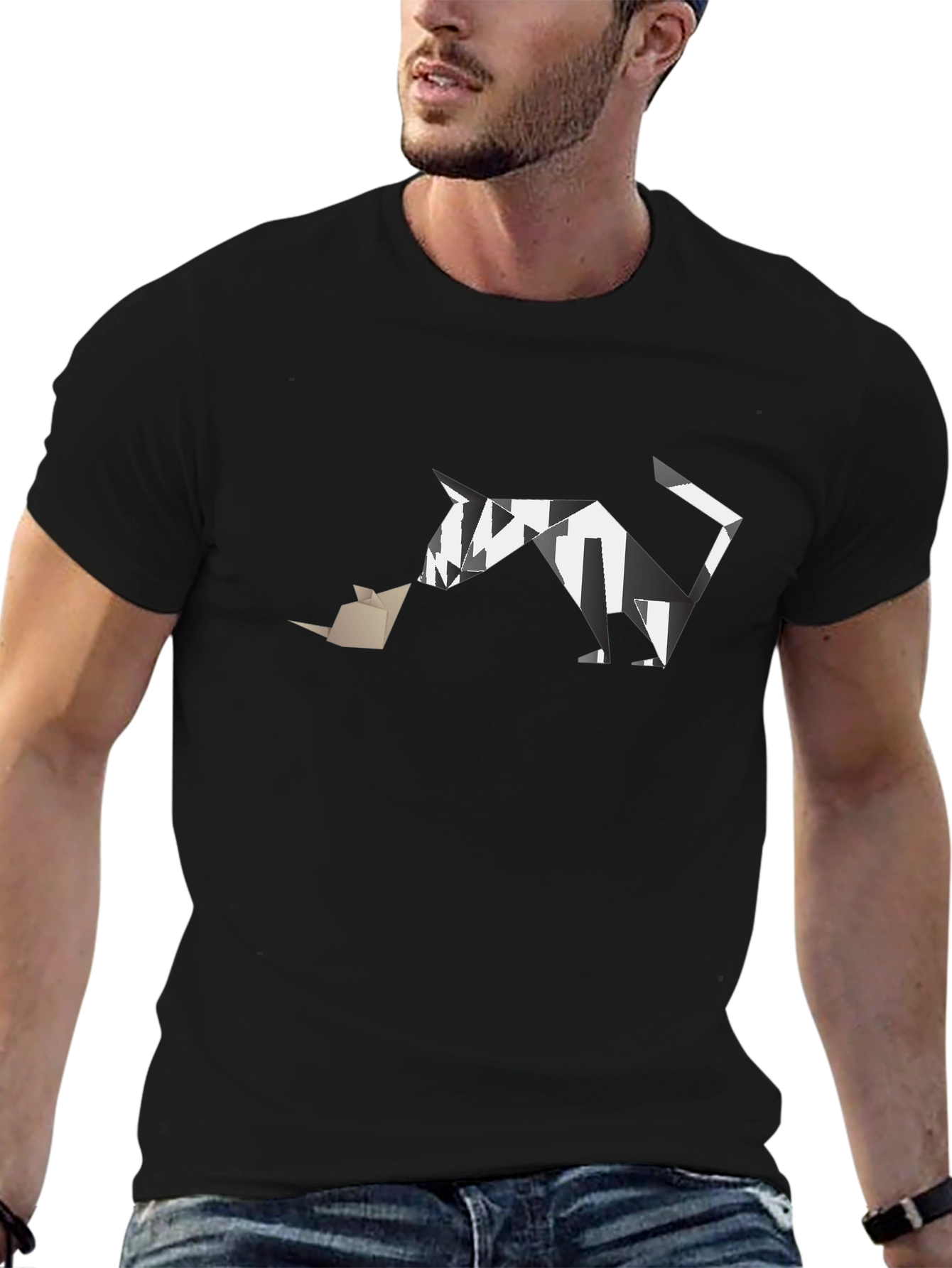 Geometric Cat and Mouse T-Shirt