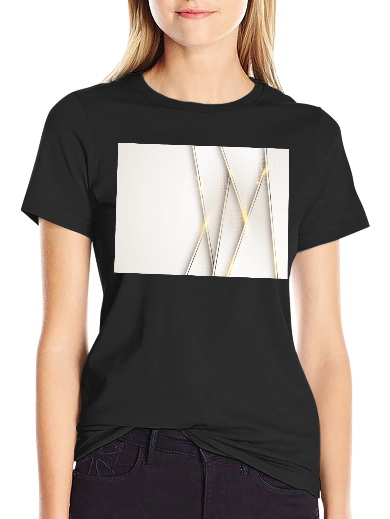 Modern Geometric Black T-Shirt