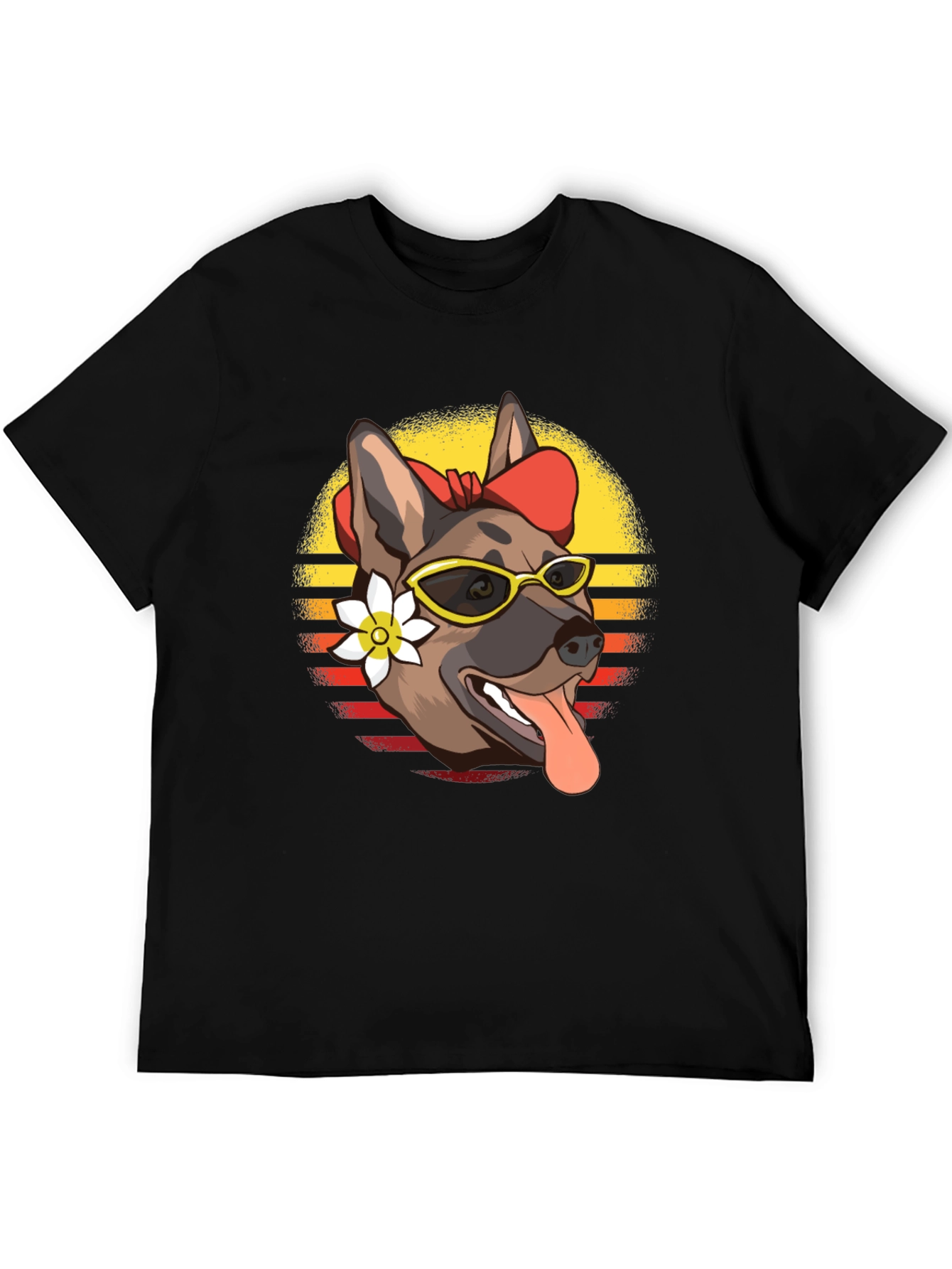 Cool Dog T-Shirt - Sunglasses & Flower Design