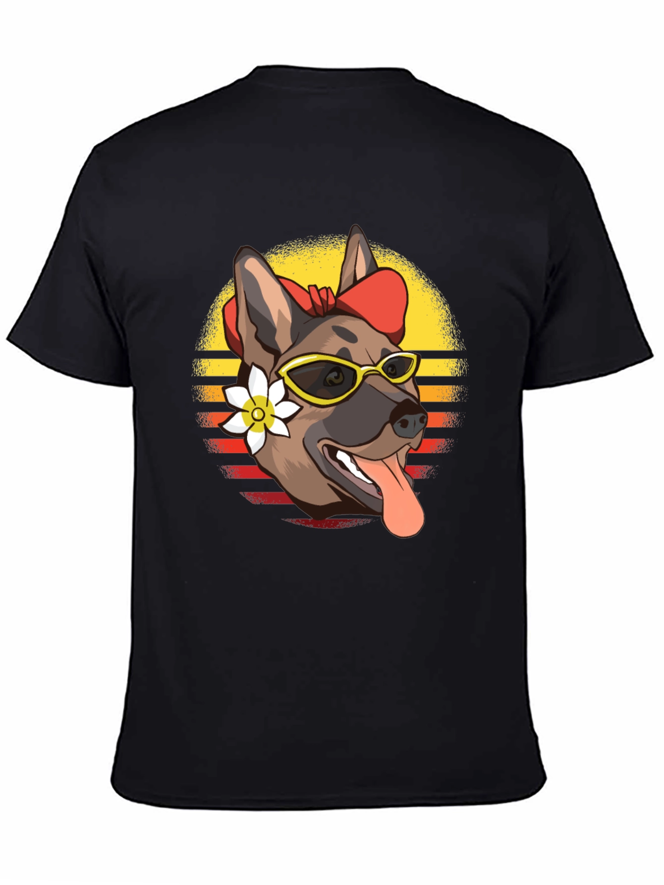 Cool Dog T-Shirt - Sunglasses & Flower Design