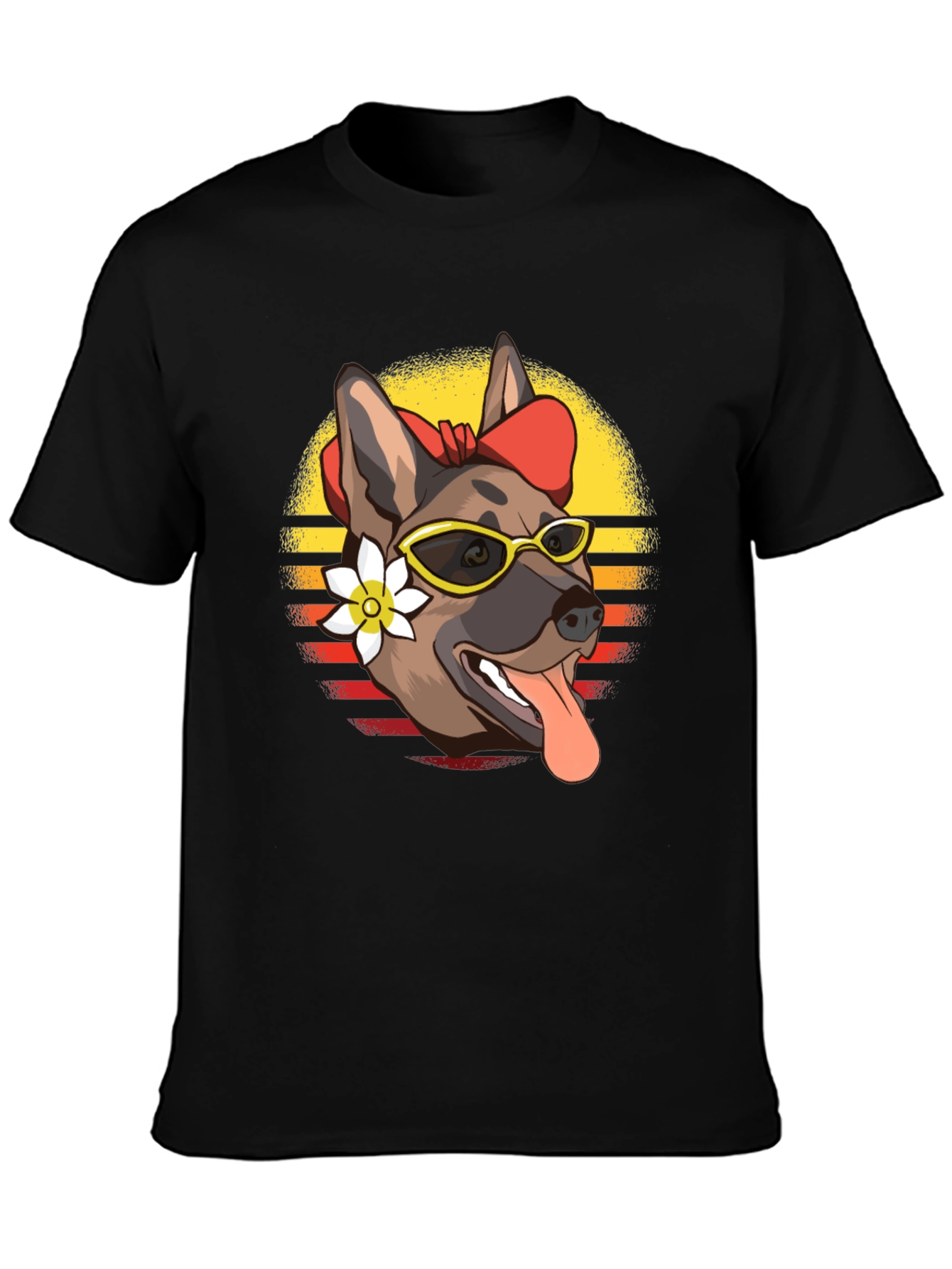 Cool Dog T-Shirt - Sunglasses & Flower Design