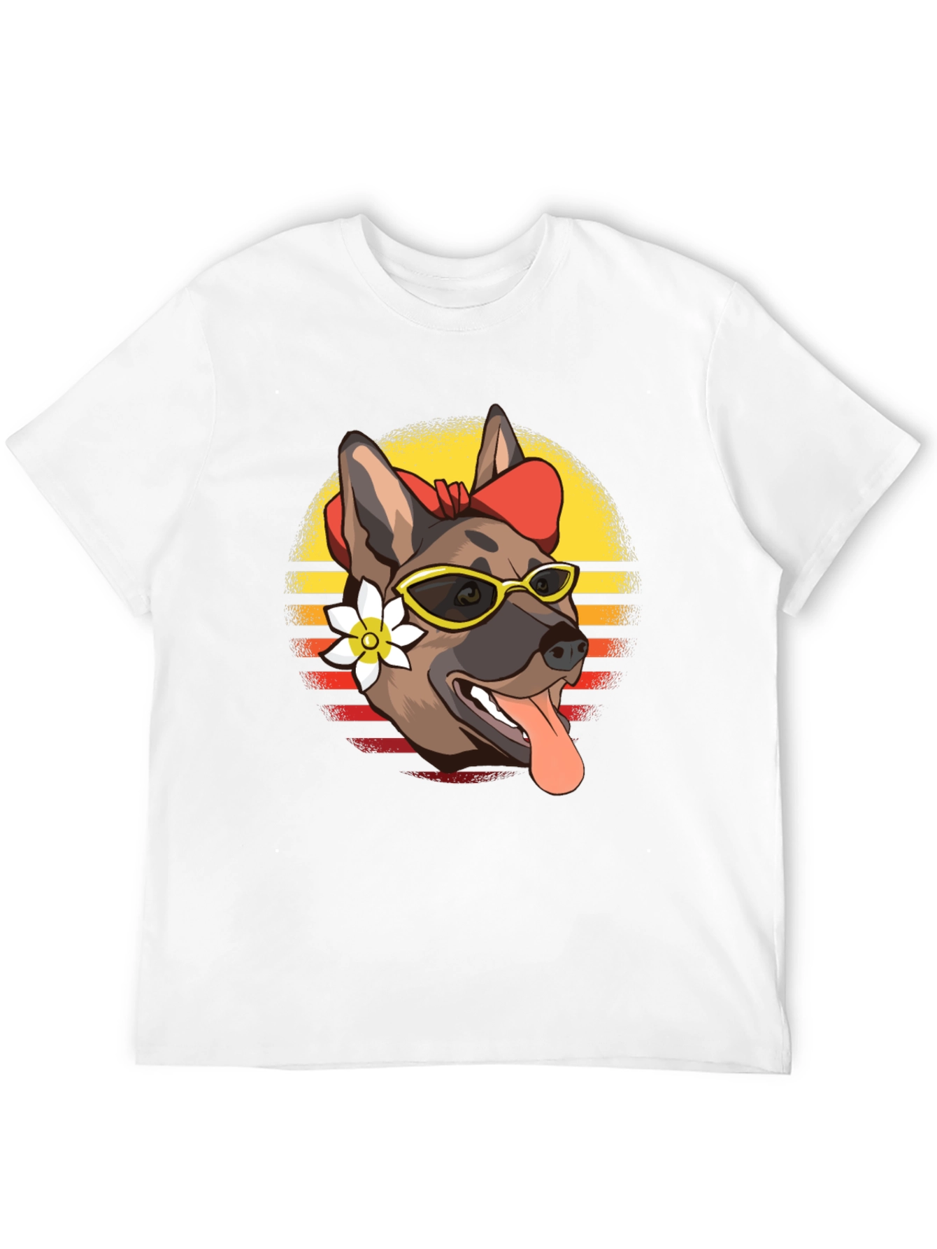 Cool Dog T-Shirt - Sunglasses & Flower Design