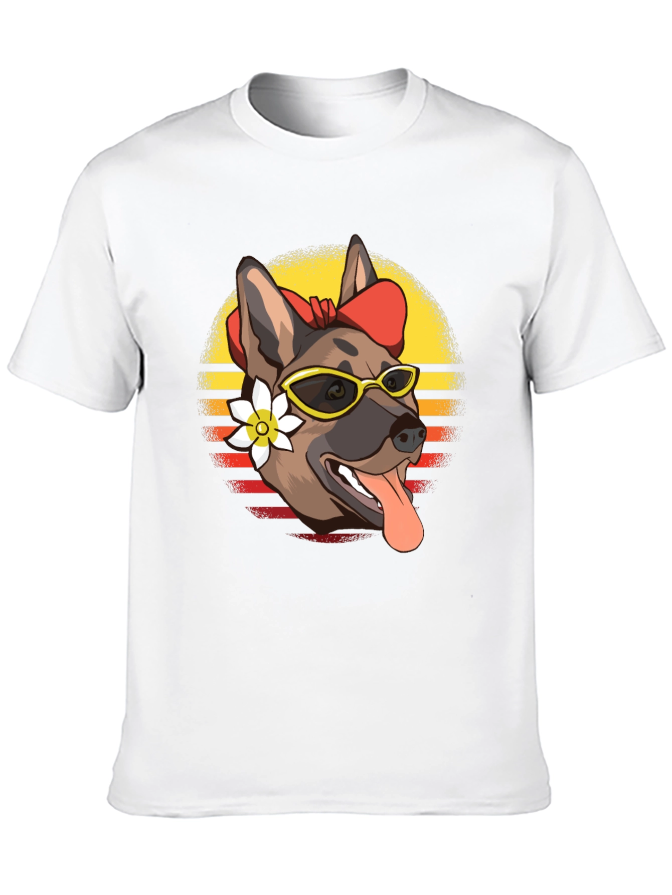 Cool Dog T-Shirt - Sunglasses & Flower Design