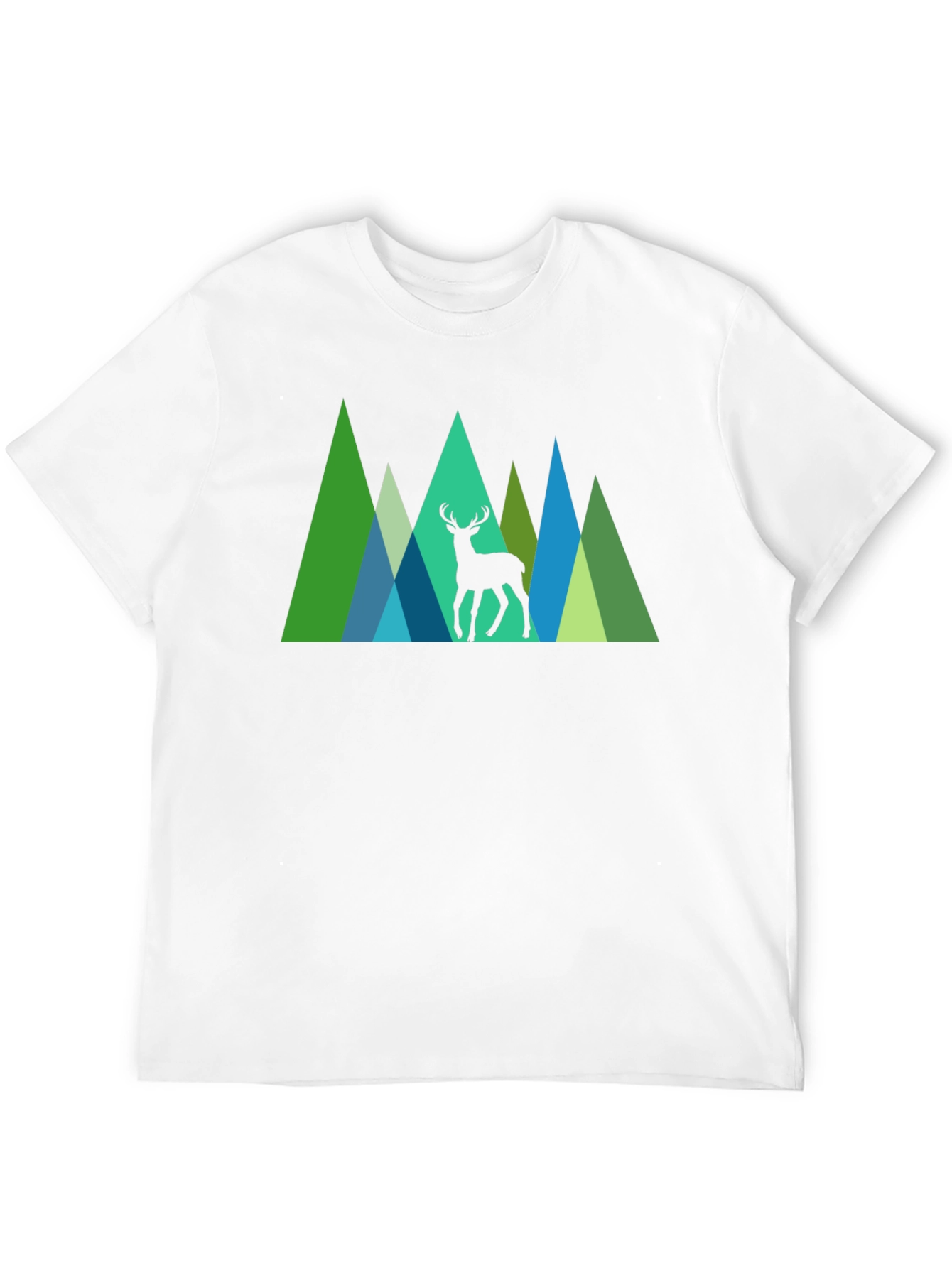 Geometric Deer Graphic Tee - Nature Inspired Black T-Shirt