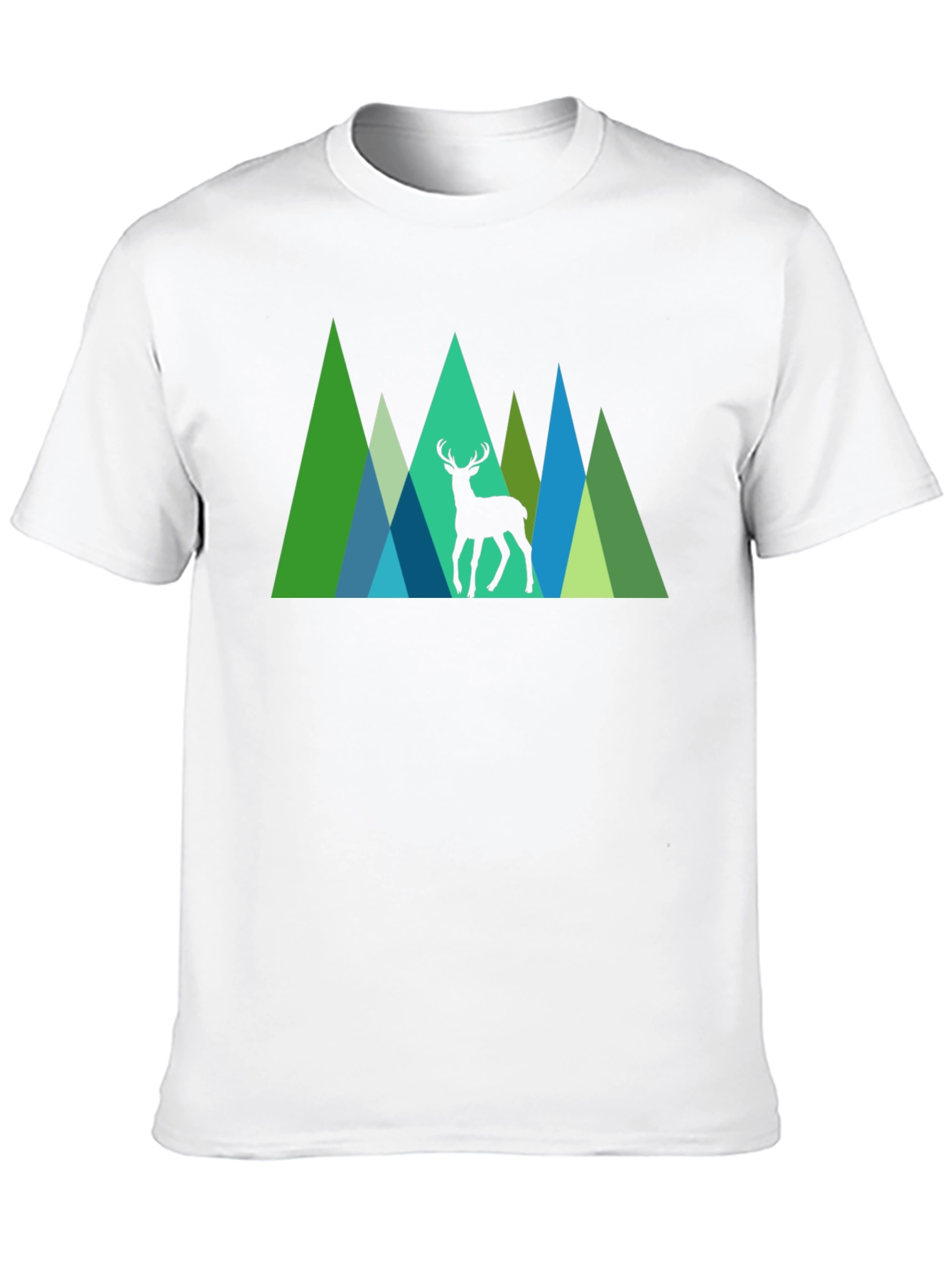Geometric Deer Graphic Tee - Nature Inspired Black T-Shirt