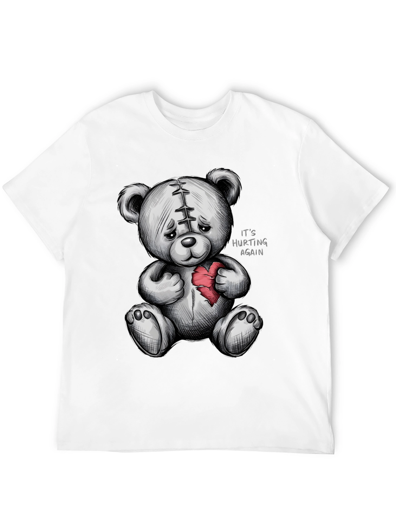 Sad Teddy Bear Broken Heart Graphic T-Shirt