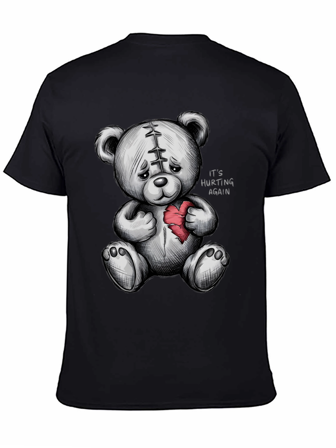 Sad Teddy Bear Broken Heart Graphic T-Shirt