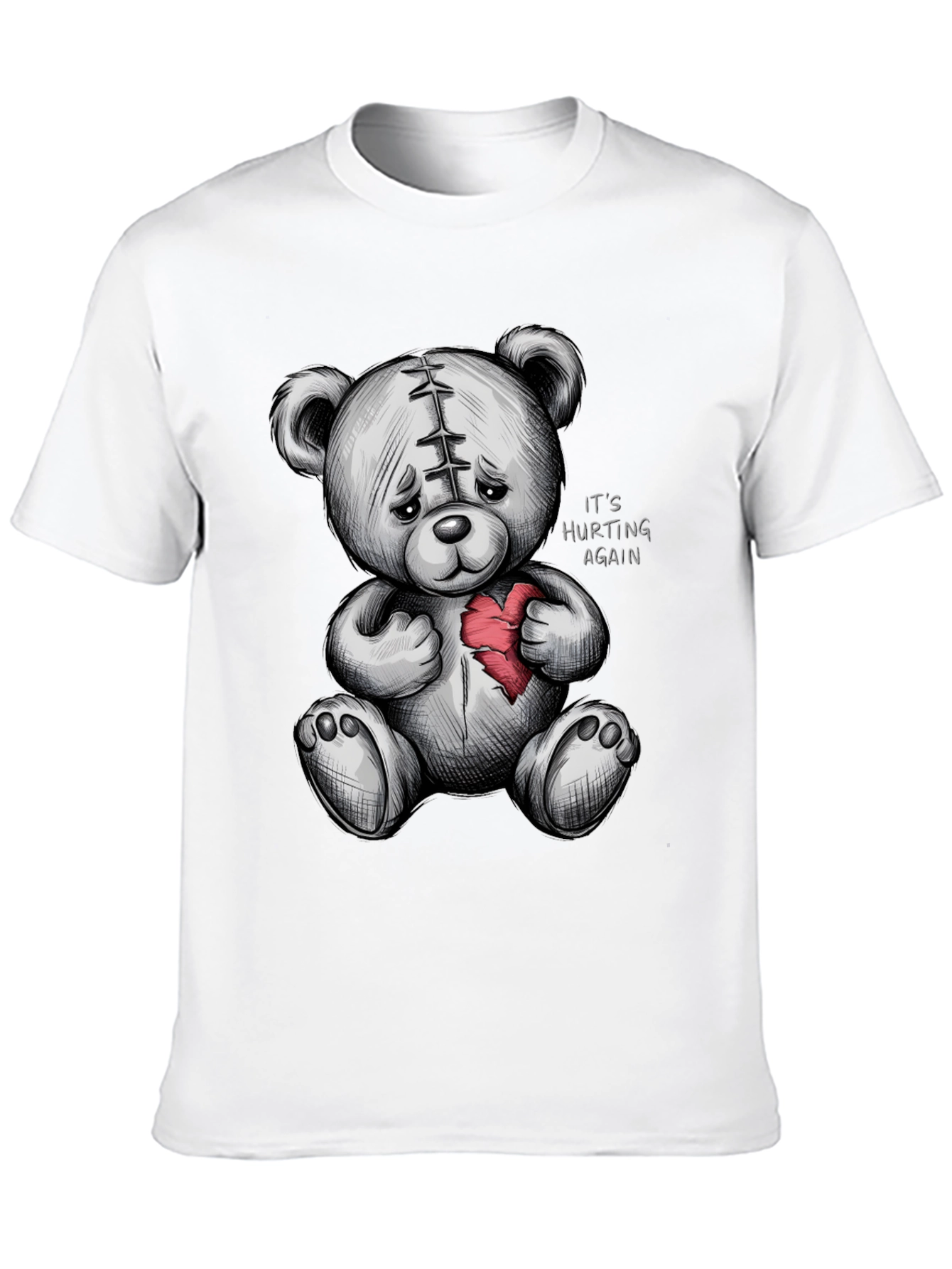 Sad Teddy Bear Broken Heart Graphic T-Shirt