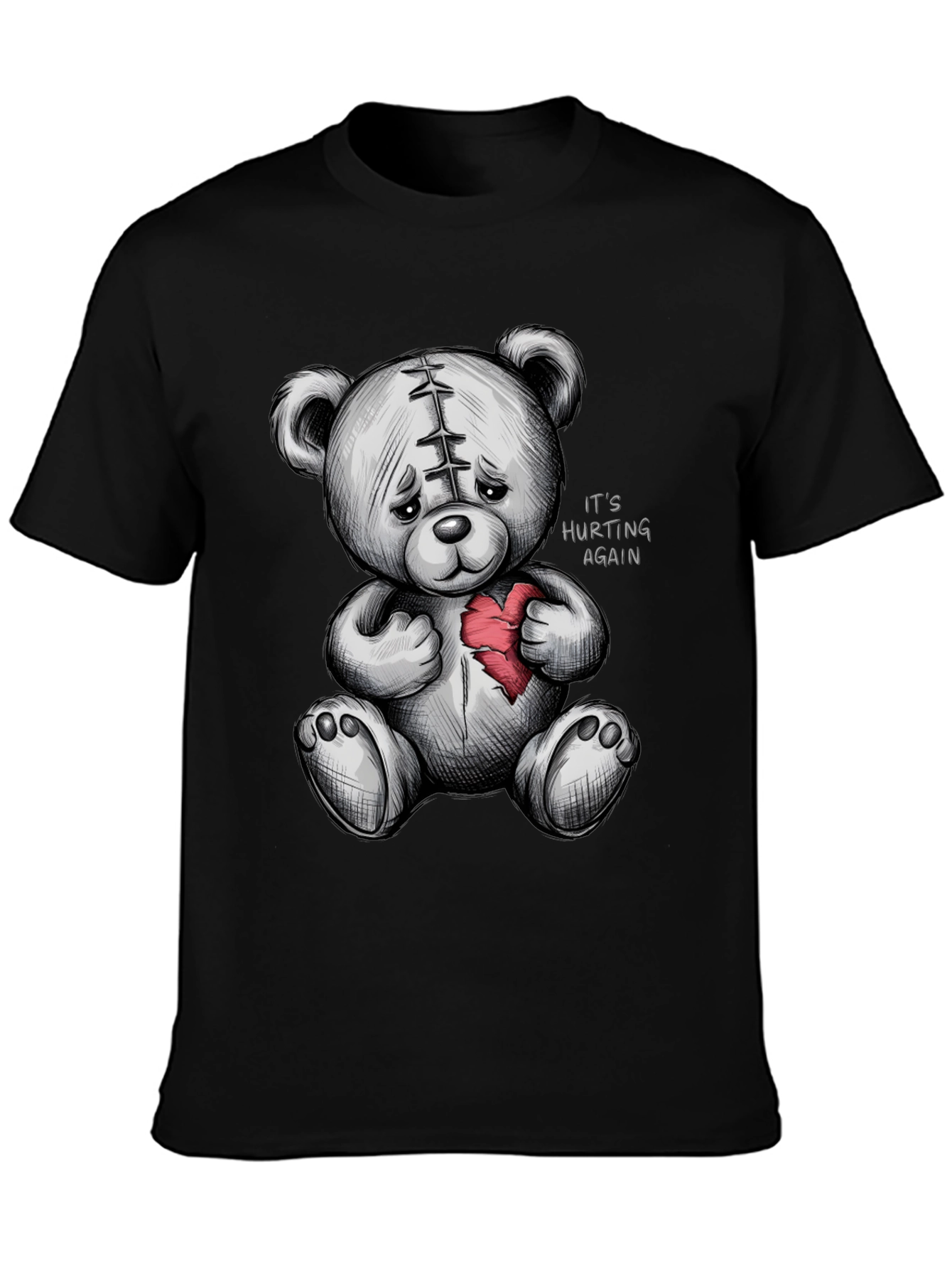 Sad Teddy Bear Broken Heart Graphic T-Shirt