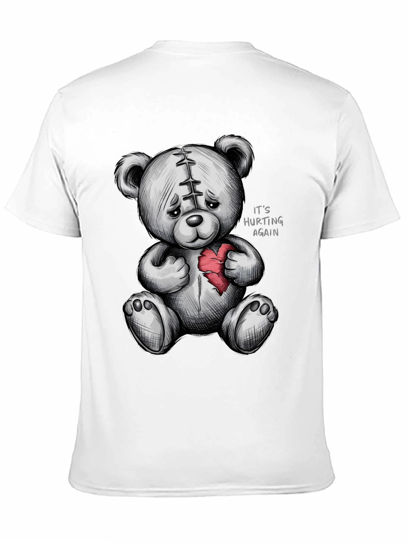 Sad Teddy Bear Broken Heart Graphic T-Shirt