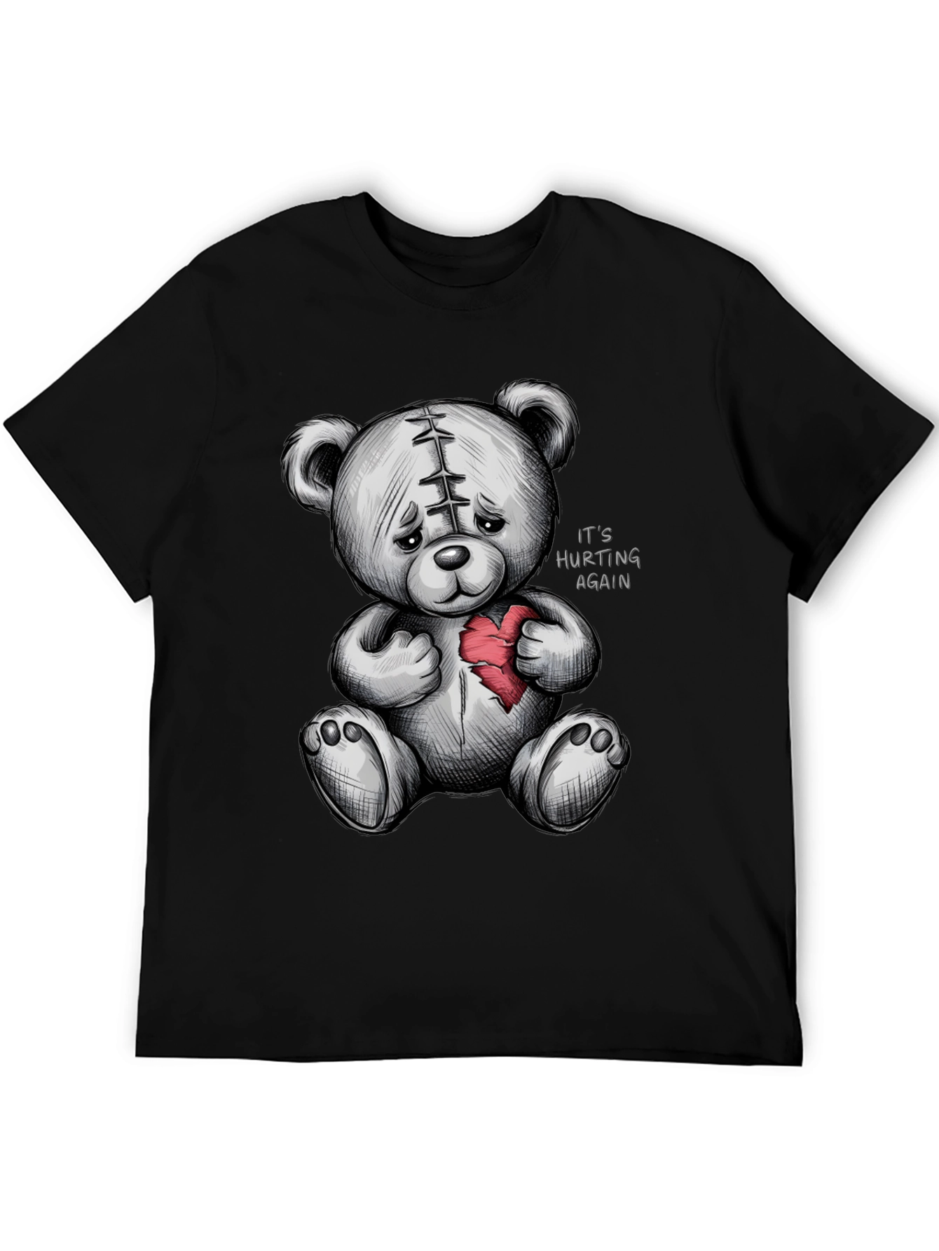 Sad Teddy Bear Broken Heart Graphic T-Shirt