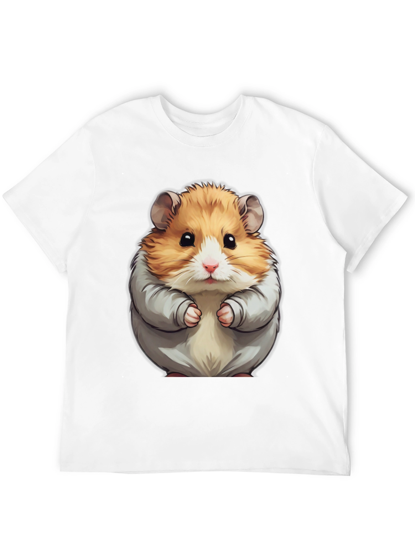 Cute Hamster Graphic Tee - Black Cotton T-Shirt