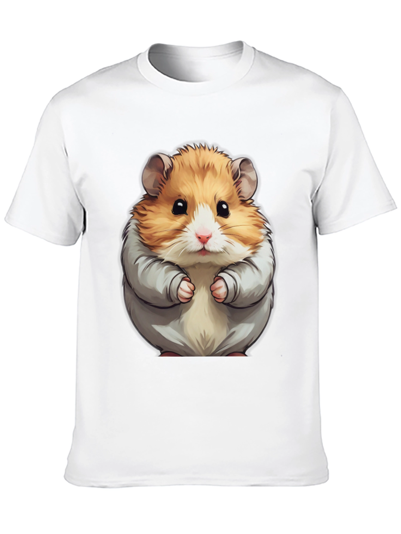 Cute Hamster Graphic Tee - Black Cotton T-Shirt