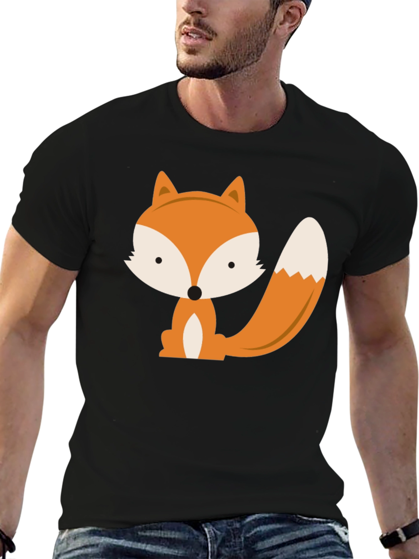 Cute Fox Graphic Tee - Black Unisex T-Shirt