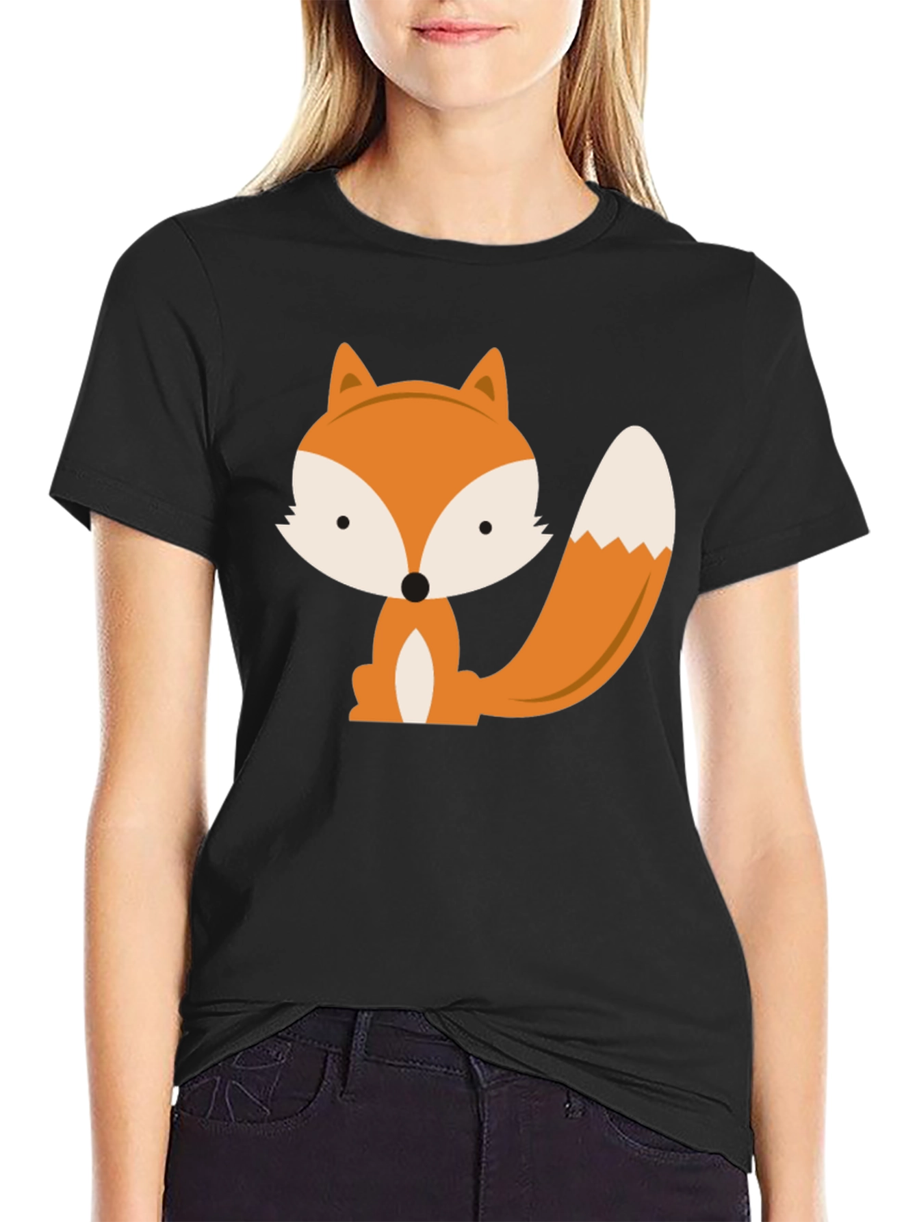 Cute Fox Graphic Tee - Black Unisex T-Shirt