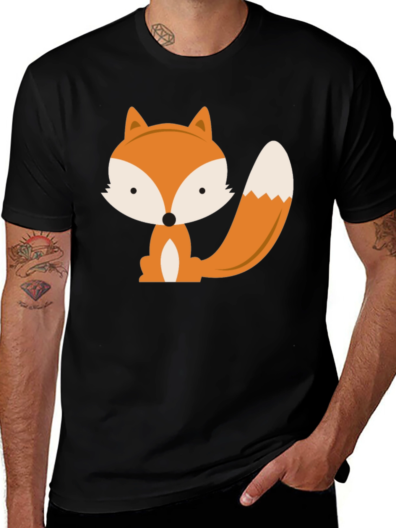 Cute Fox Graphic Tee - Black Unisex T-Shirt