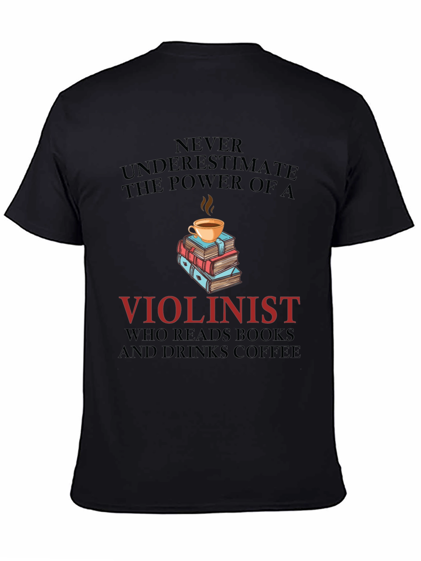 Violinist Book & Coffee Lover Tee