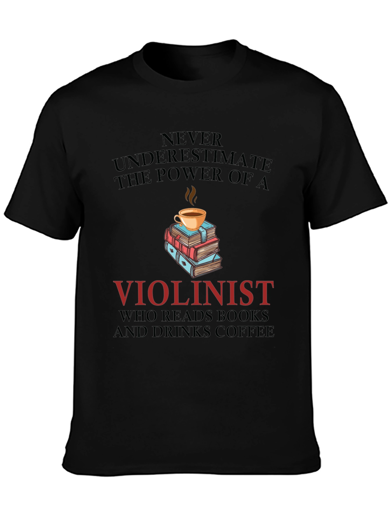 Violinist Book & Coffee Lover Tee