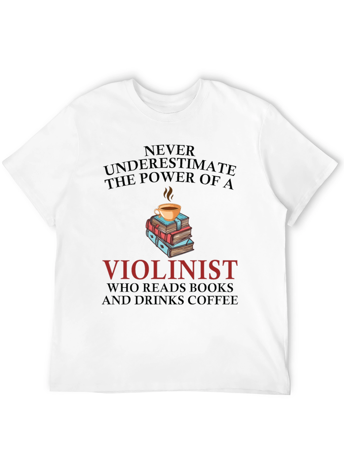 Violinist Book & Coffee Lover Tee