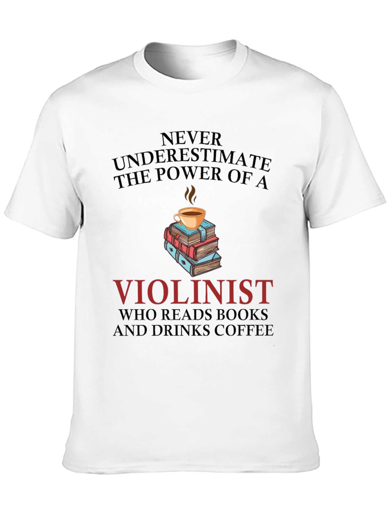 Violinist Book & Coffee Lover Tee