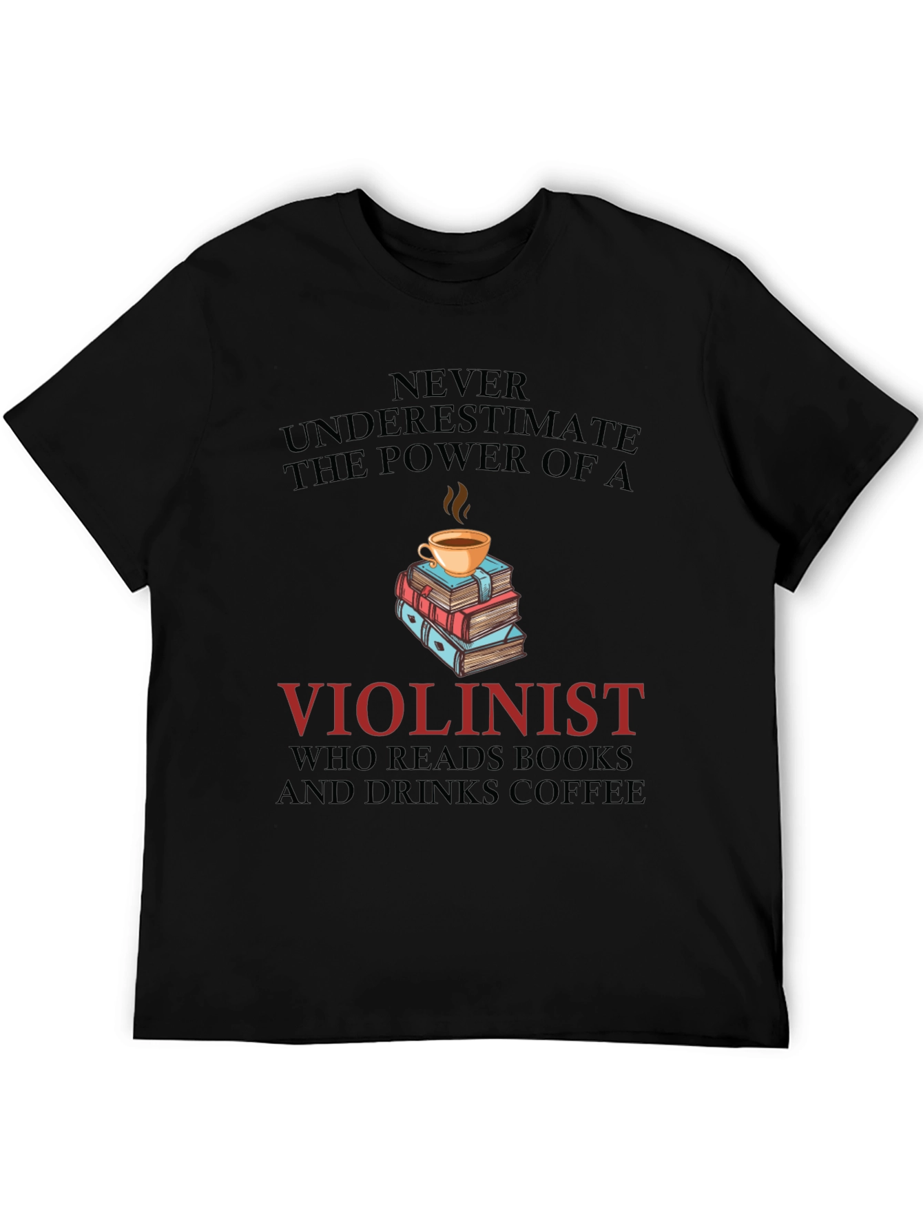 Violinist Book & Coffee Lover Tee