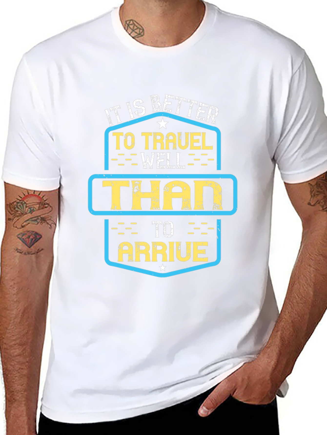 Travel Well Graphic Tee - Black Cotton T-Shirt