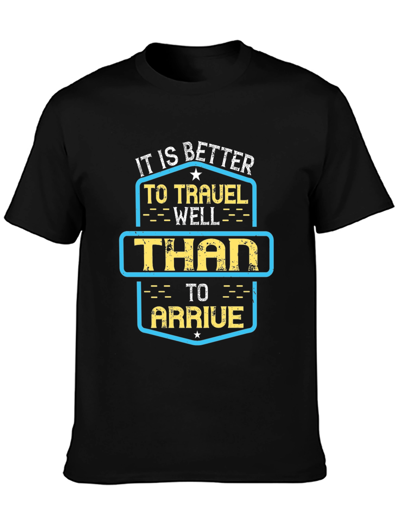 Travel Well Graphic Tee - Black Cotton T-Shirt