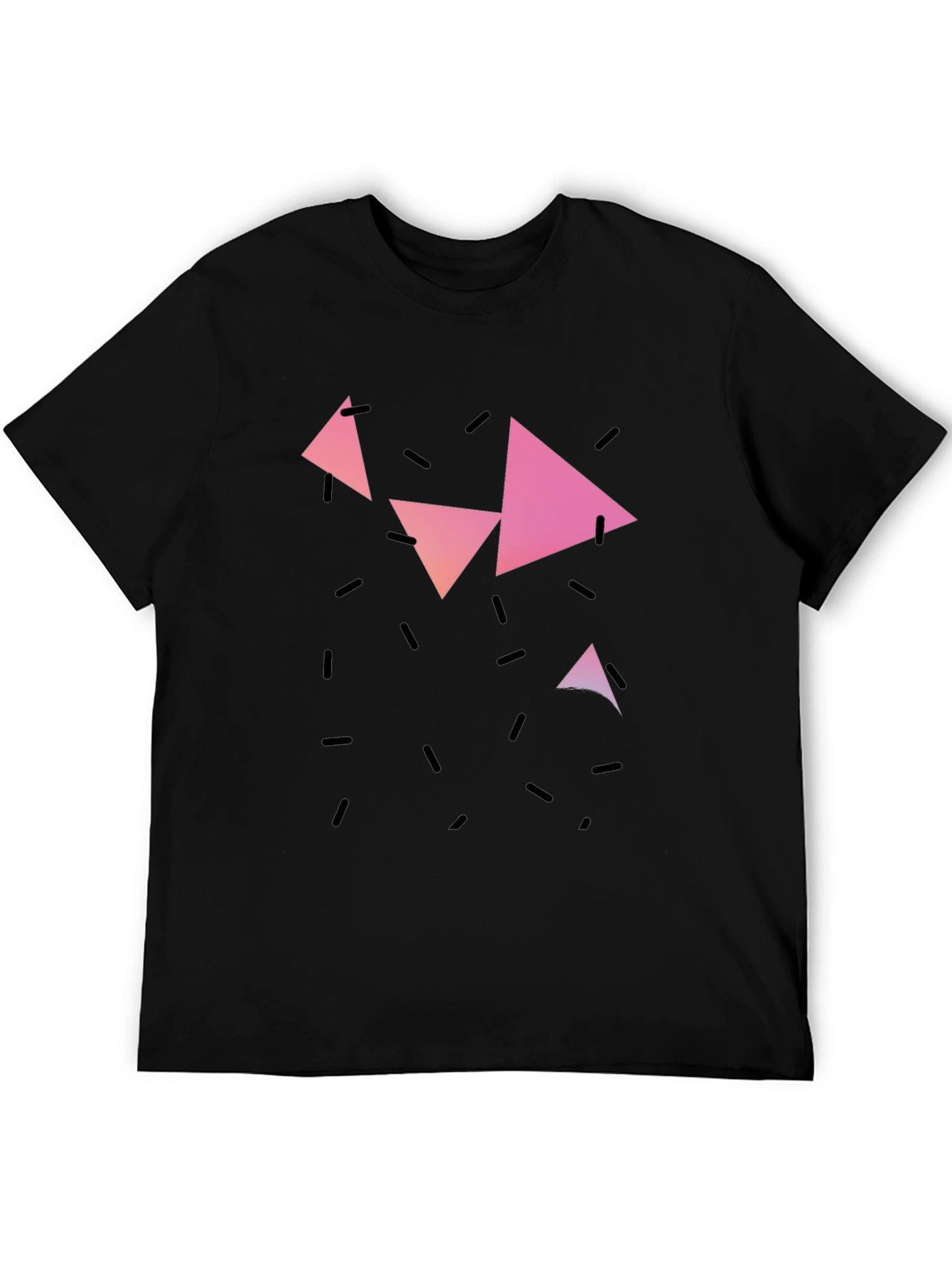 Geometric Triangle Print Black Casual T-Shirt