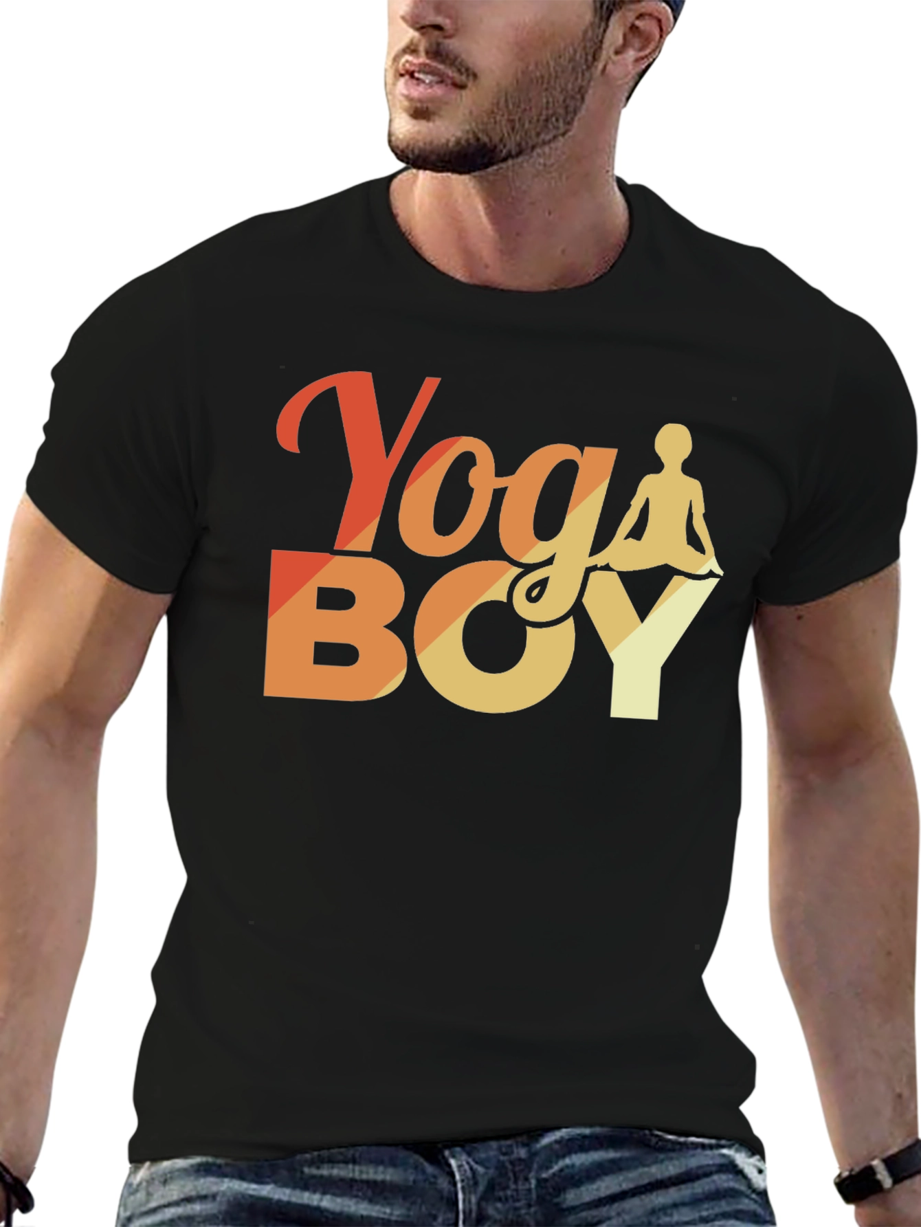 Yoga Boy Graphic Tee - Black Cotton T-Shirt