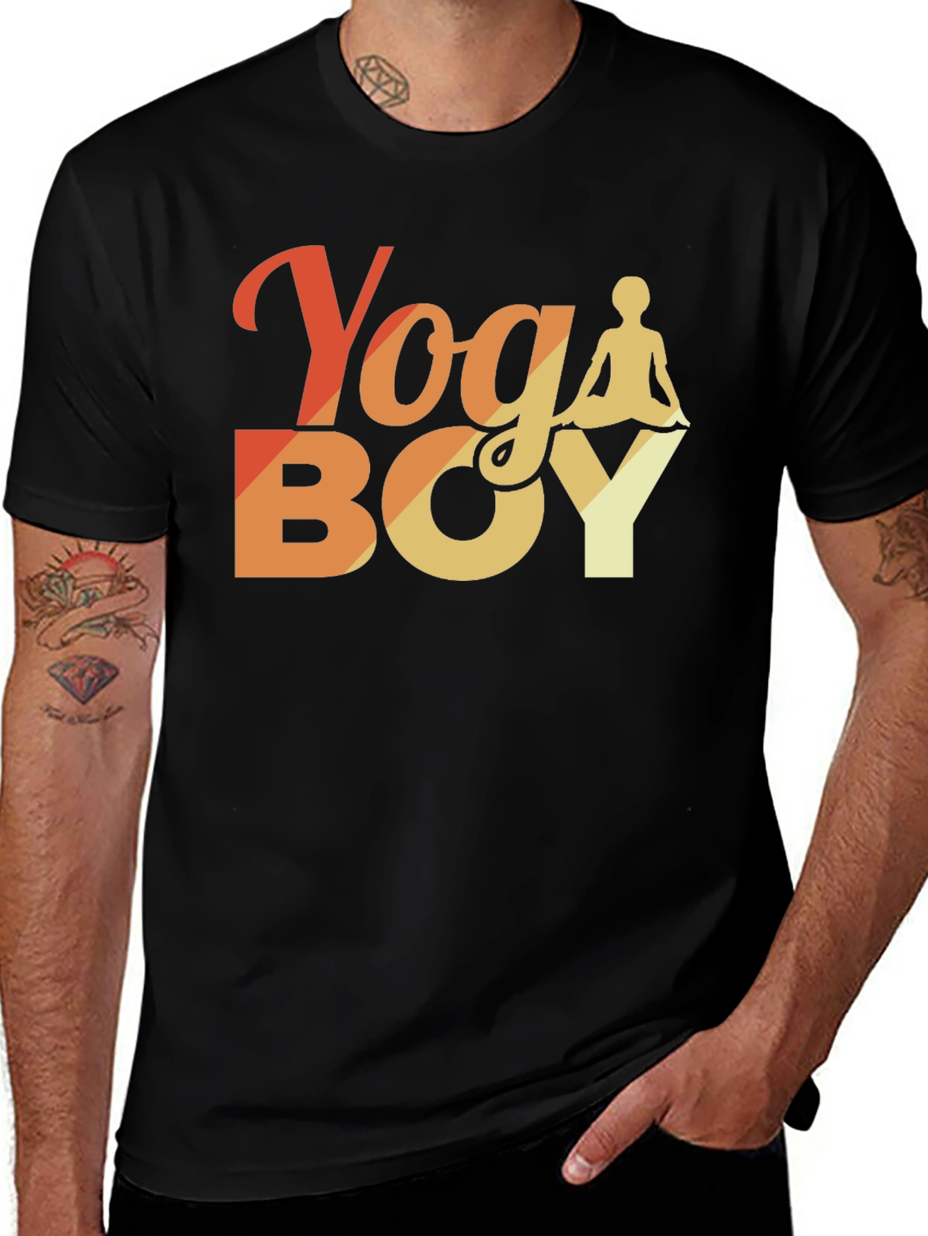 Yoga Boy Graphic Tee - Black Cotton T-Shirt