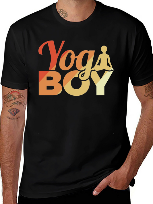 Yoga Boy Graphic Tee - Black Cotton T-Shirt