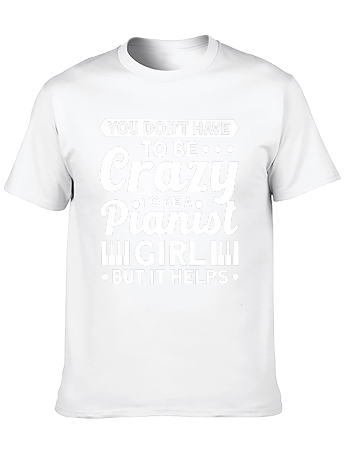 Crazy Pianist Girl Black T-Shirt