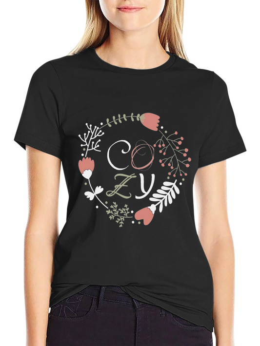 Cozy Floral Wreath Graphic Tee - Stylish Comfort