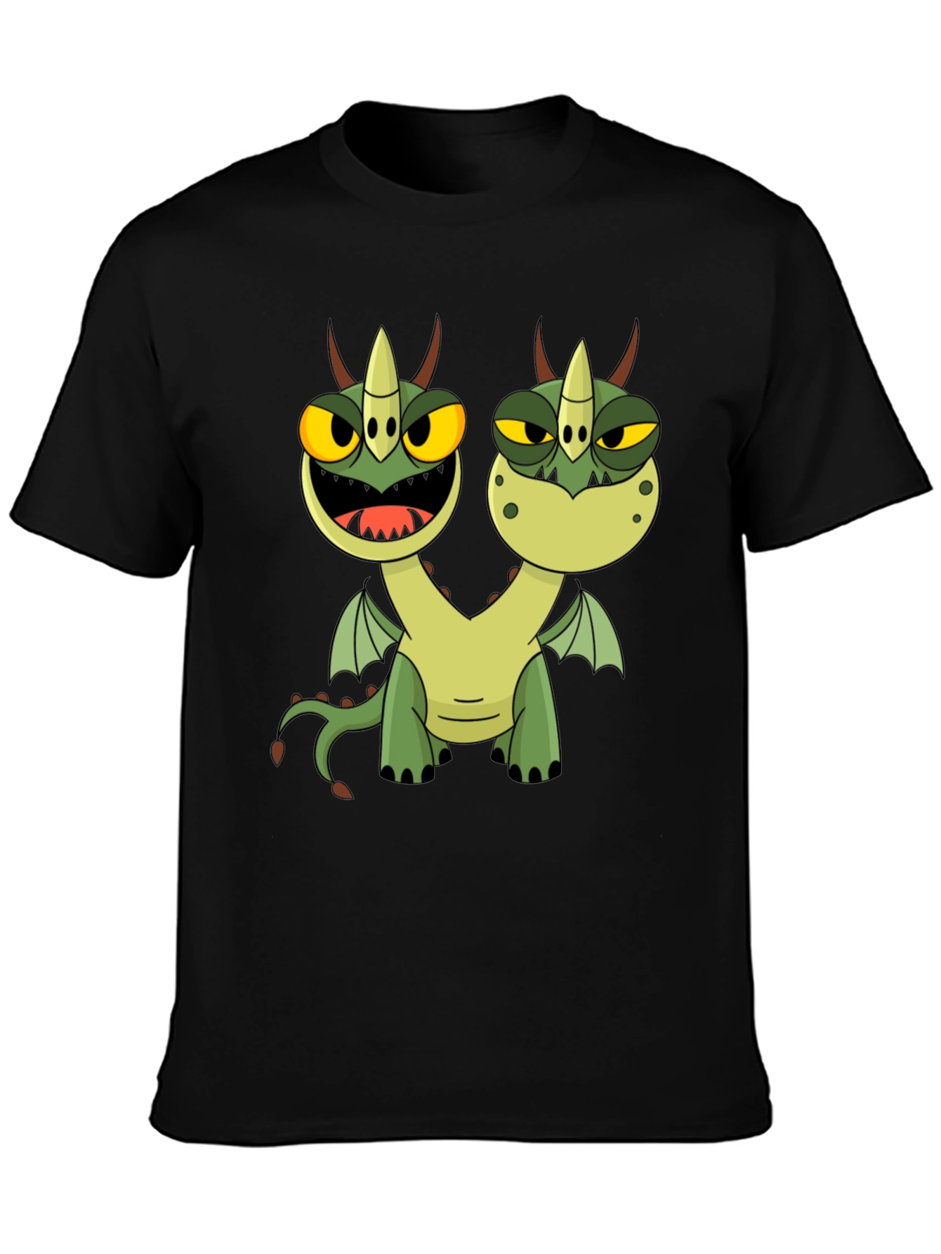 Two-Headed Dragon Cartoon Graphic Tee