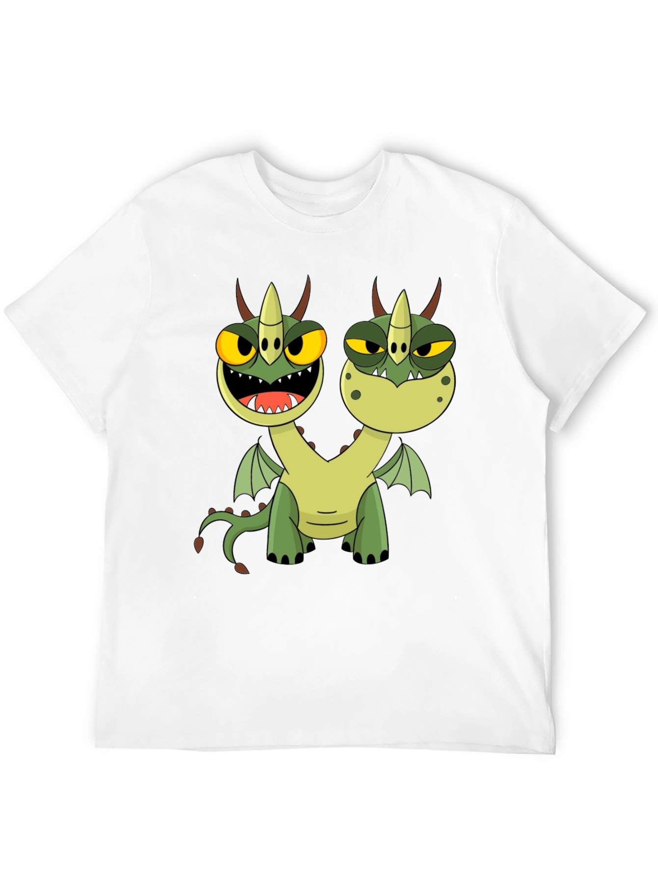 Two-Headed Dragon Cartoon Graphic Tee