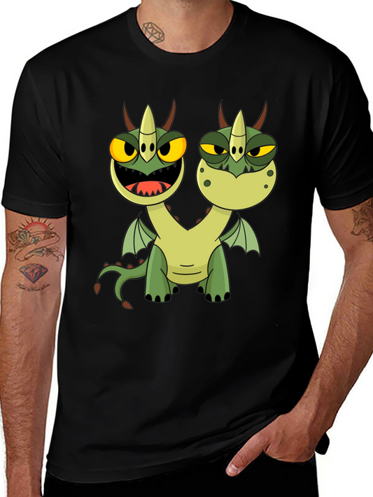 Two-Headed Dragon Cartoon Graphic Tee