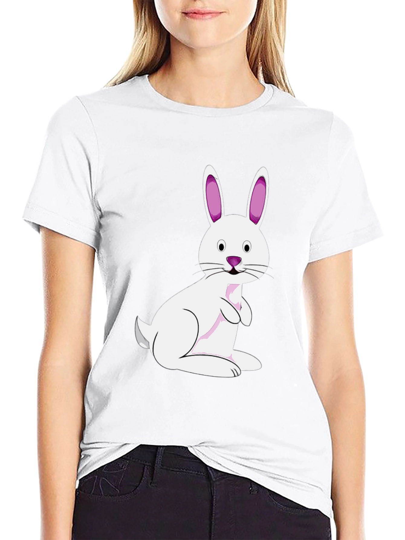 Easter Bunny Graphic Tee - Black Cotton Blend