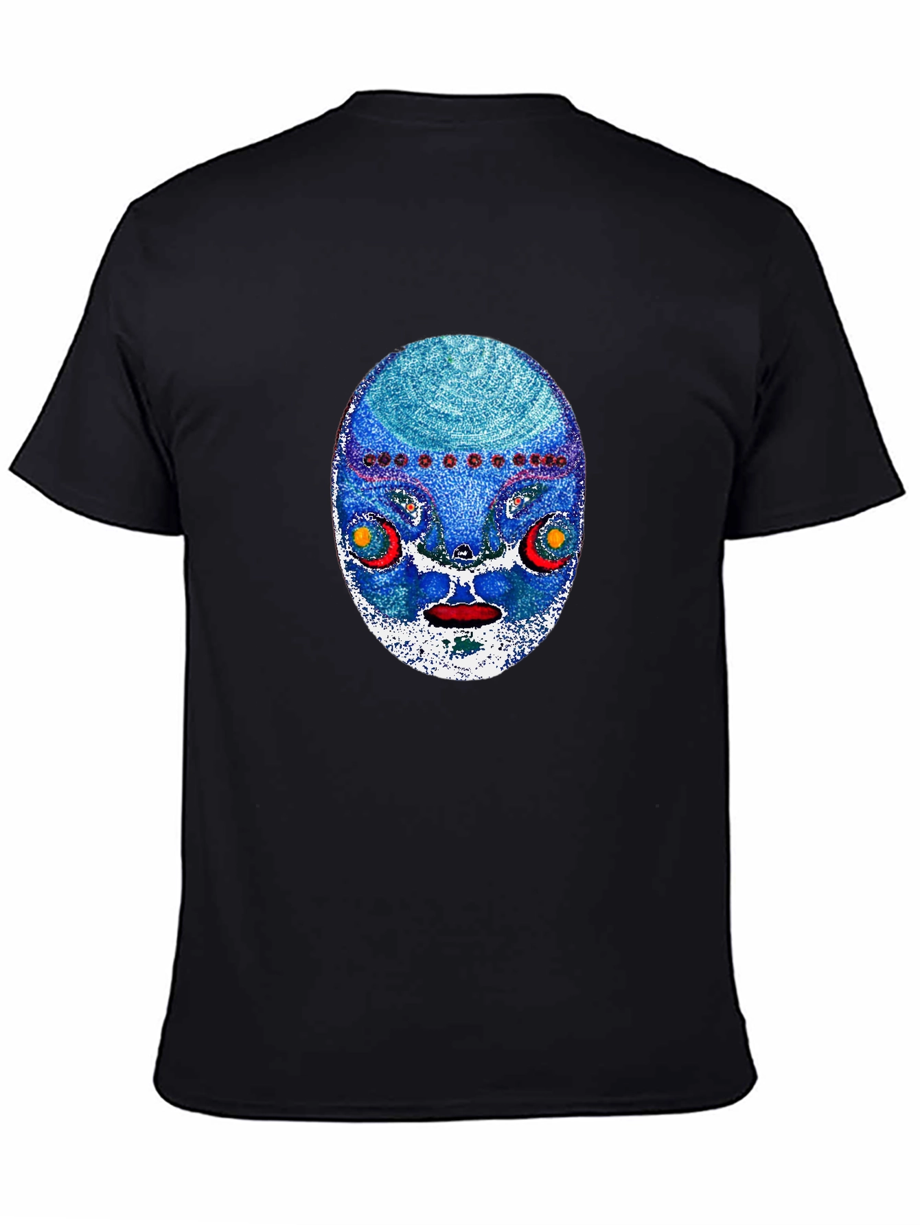 Abstract Face Graphic Print Mens Black T-Shirt