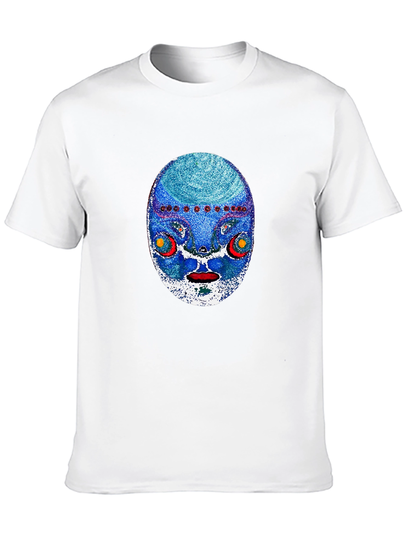 Abstract Face Graphic Print Mens Black T-Shirt