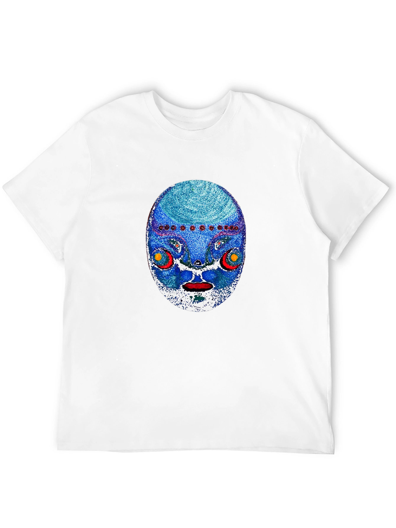 Abstract Face Graphic Print Mens Black T-Shirt