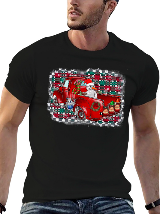 Festive Red Truck Christmas T-Shirt