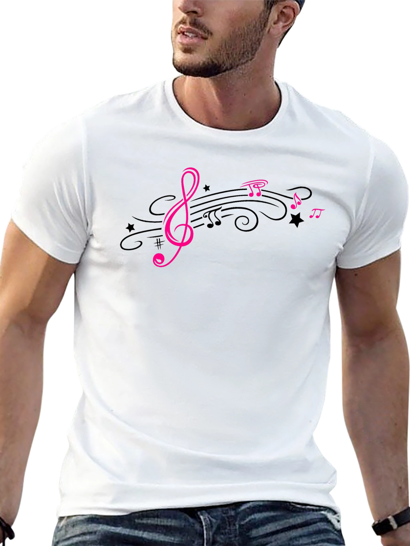 Music Lovers Tee - Pink Treble Clef Design