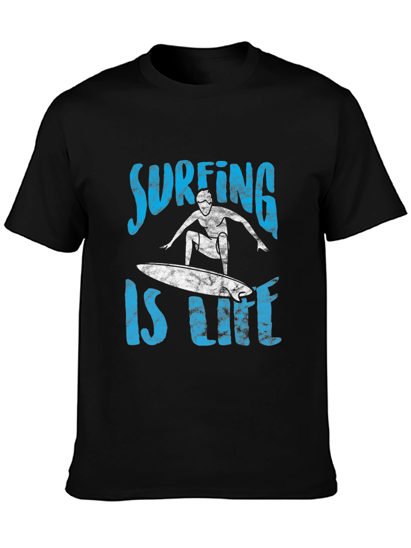 Surfing is Life Mens Graphic Tee - Black