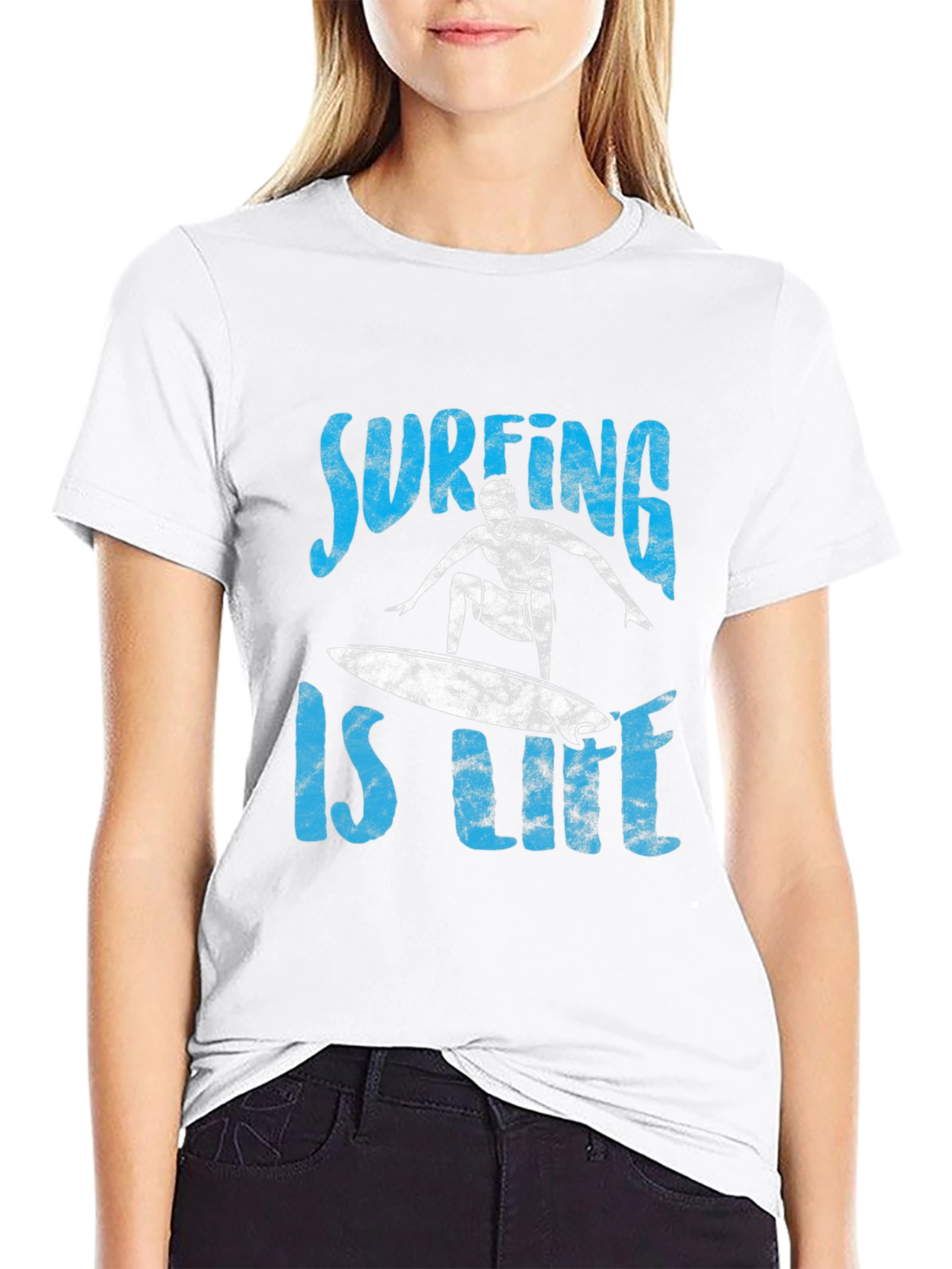 Surfing is Life Mens Graphic Tee - Black